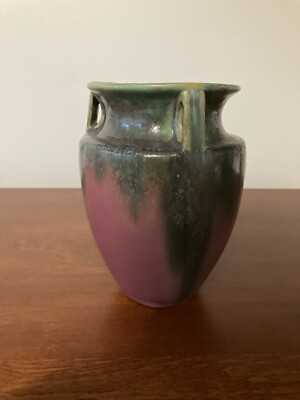 1915-1920 Fulper Vase - green and rose - beautiful