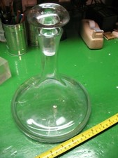 NAUTICAL SHIP'S DECANTER CLEAR GLASS w/ STOPPER GROUND RIM 7.5'' BASE