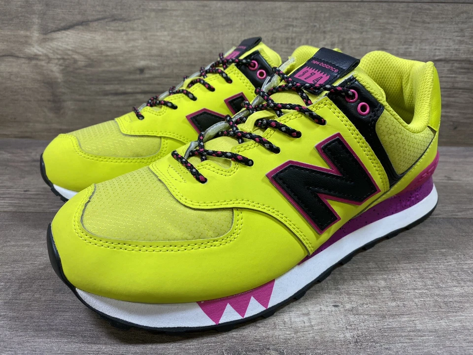 New Balance 574 Classic WL574JOC Zapatos Zapatillas Amarillo Rosa Fuerte Talla de Mujer 10B Foto 2 de 4