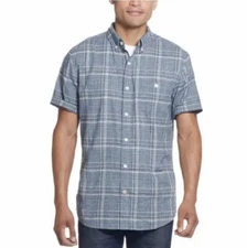 Weatherproof Vintage Men’s Short Sleeve Woven Shirt. Size Large, Dark Blue..