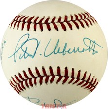 Peter Ueberroth, Bart Giamatti & Bill White Autographed Baseball PSA/DNA