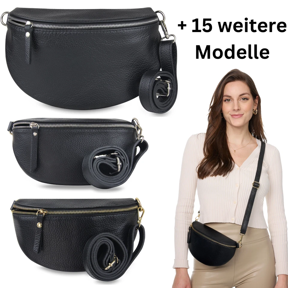 Frentree® Echtleder Umhängetasche aus Italien mit abnehmbaren Henkeln, 3 Größen