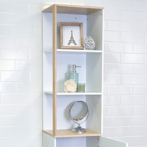 White Bathroom Cabinet Storage Furniture Freestanding Tall Boy - Picture 8 of 16