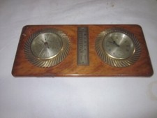 barometer old used glass screen cracked solid wooden base spares repairs