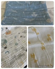 Lot of 3 Aden + Anais blankets GIRAFFE + Space 100% Cotton Muslin Baby Swaddle