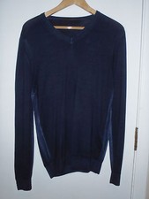 NEW Louis Vuitton V-Neck Sweater/Shirt Blue 100 % Wool stripes Genuine Authentic