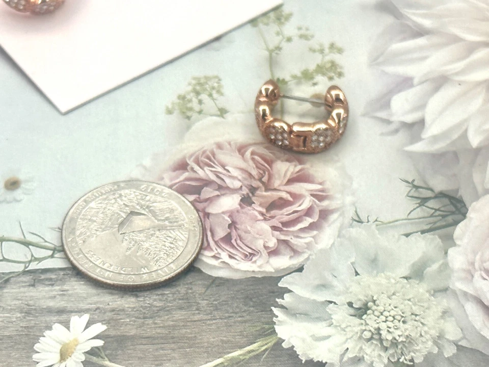 Kate Spade New York Rose Gold Gatsby Hoop Crystal Huggies Earrings - Image 3 of 3