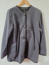 Bob Mackie Wearable Art Sequin Detail Fleece Jacket Coat Size M