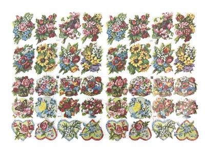 Vintage EAS Germany Die Cut Scraps Diecut Paper Craft 3007 Flowers Single Sheet 