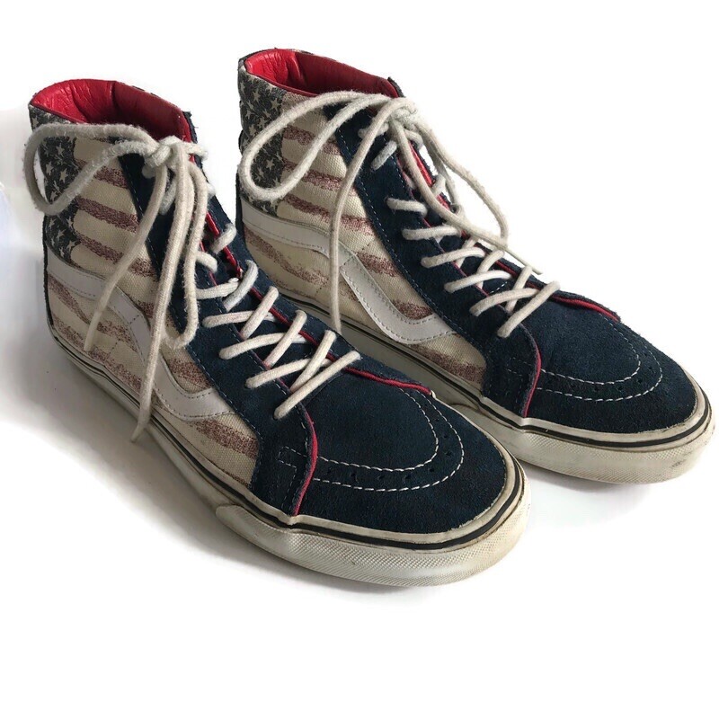 Vans Men’s 8 Women’s 9.5 Unisex Sk8 Hi American Flag Red White Blue Suede Canvas thumbnail 2
