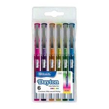 6/PK Bolígrafos Bazic Dayton con Clip de Metal 0.5mm Extra Fino Surtido