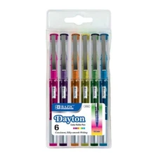 6/PK Bazic Dayton Rollerball Pens with Metal Clip 0.5mm Extra Fine Assorted