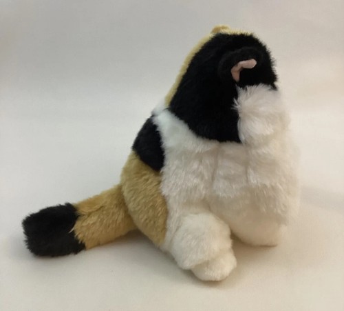 Aurora Fat Kitty Cat Munchy Calico Brown Black White Chubby Stuffed Plush Toy 9" - Picture 7 of 10