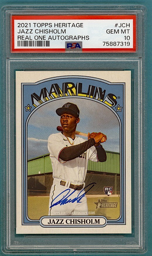 2021 Topps Heritage Jazz Chisholm Real One Autograph #FF PSA 10! Marlins!