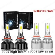 9005 9006 LED Headlights Kit Combo Bulbs 6500K High Low Beam Super White Bright