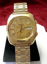 RARE LUCIEN PICCARD SWISS AUTOMATIC ALARM MENS DUAL DAY DATE WATCH