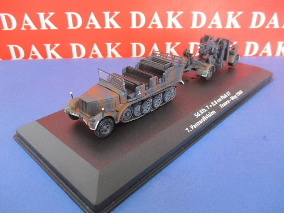 Die cast 1/72 Modellino Trattore Sd.Kfz. 7 + 88mm Flak 37 7 Pz. Div. France 1940 - Immagine 2 di 4