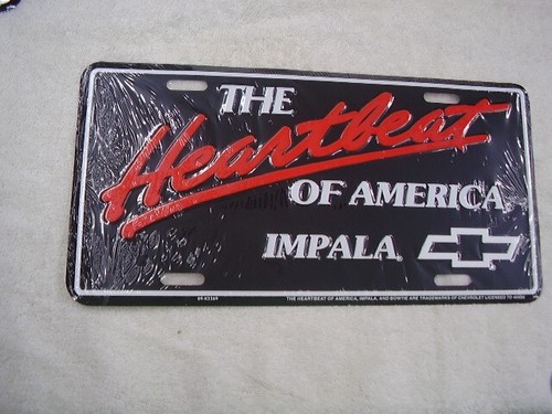 CHEVROLET HEARTBEAT OF AMERICA IMPALA LICENSE PLATE NEW