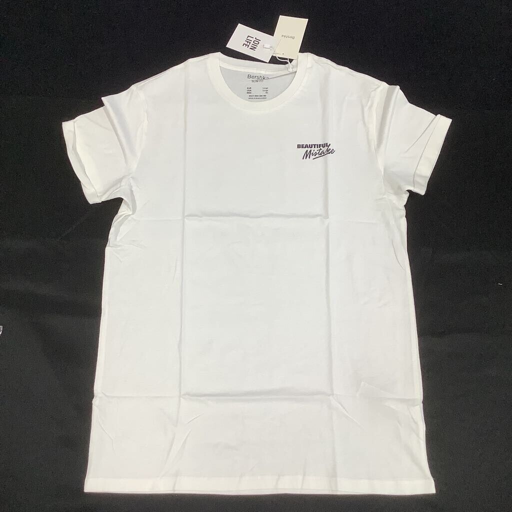 Bershka Womens Beautiful Mistake T-Shirt White Short Sleeve Bershka Womens Beautiful Mistake T-Shirt White Short Sleeve