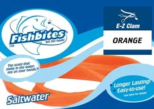 FISHBITES E-Z Clam Baits Long Lasting Saltwater Soft Lure 1/2" x 12" - Orange