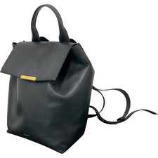 DeMellier Black Leather Backpack Unisex Gold Accent Minimalist