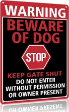 Beware of Dog Signs for Fence-Warning Tin Metal Signs Beware of Dog,Keep Gate Sh
