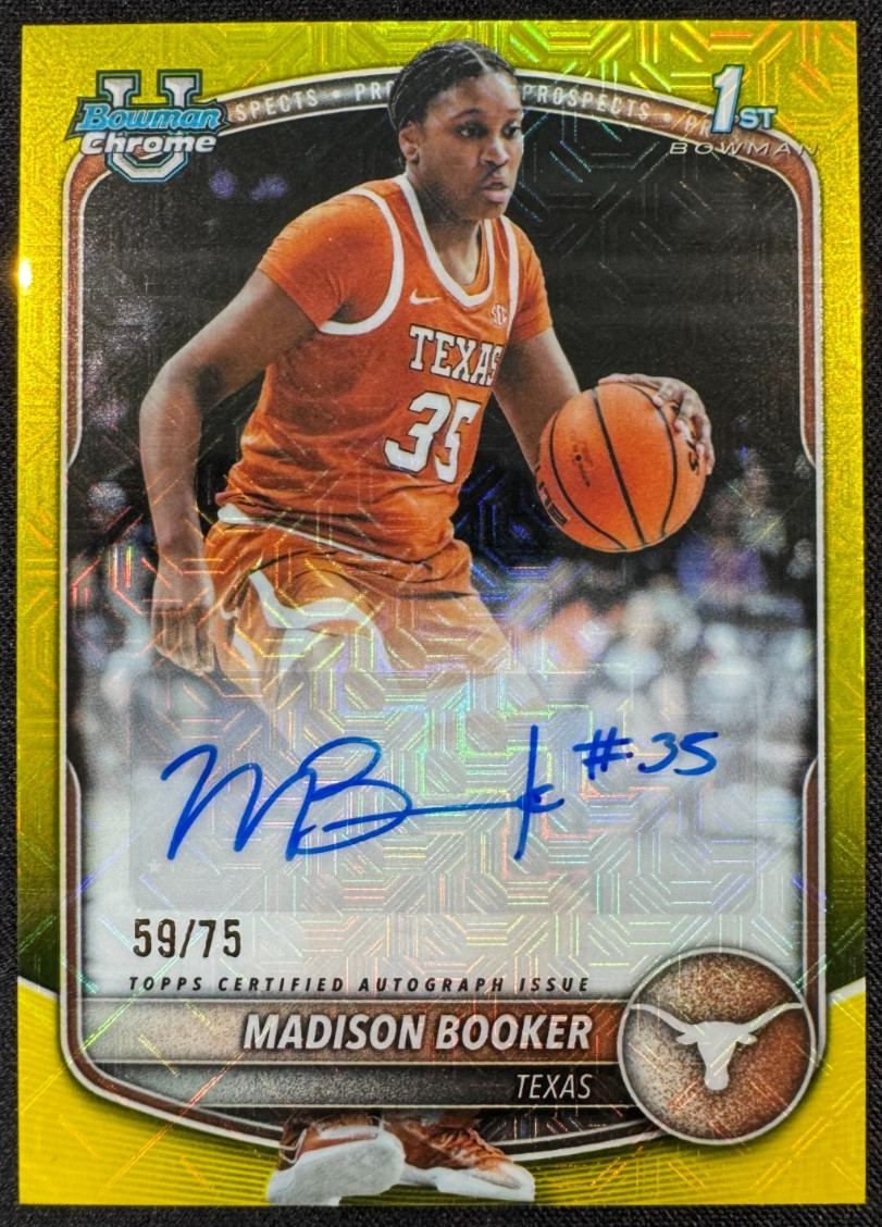 2025-26 Bowman #CPA-MB Madison Booker 1st Bowman Auto Yellow Mojo /75 - Texas