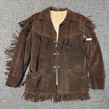 Vintage 60s Fringe Western Suede Leather Rancher Schott Jacket Mens L Brown