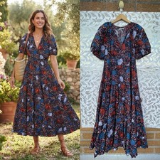 Ulla Johnson Claribel Shell Print Cotton Midi Dress Size 6 Bohemian Luxury