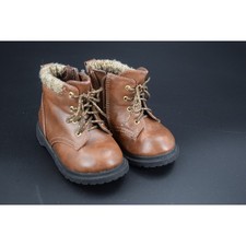 Wonder Nation Lace Up Boots Toddler Size 5 Brown Excellent Knit Collar Zipper