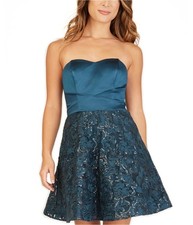 BCX Womens Embroidered Strapless Fit & Flare Dress