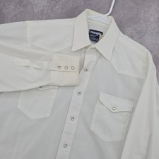 Vintage Wrangler Cowboy Cut Western Shirt Men's 18-35 White Y2K Pearl Snap USA