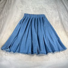 Vintage Style Denim Midi Skirt XL Cottagecore Pleated Prairie Boho Y2K 90s