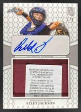 Riley Jackson 2022 Perfect Game Leaf Laundry Tag On Card Auto 1/1