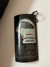Vintage Totes Self-Folding Black Umbrella With Leather Or Leather-Like Cover