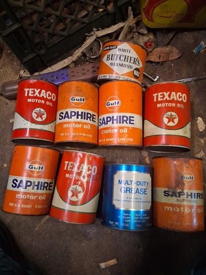 TEXACO Red Oil Can Gulf Oil Cans 7.cans.6 Full