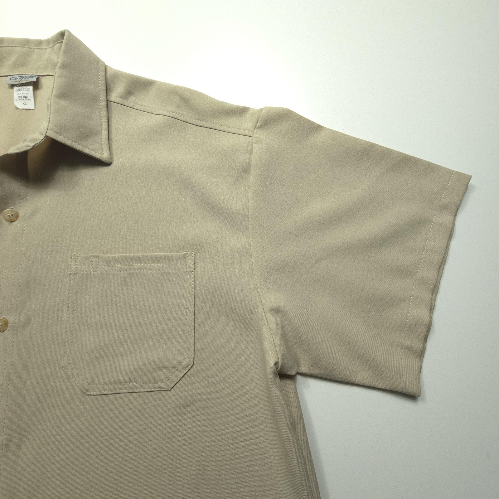 CalTop Men Shirt XL Beige Solid Basic Casual Homi… - image 9