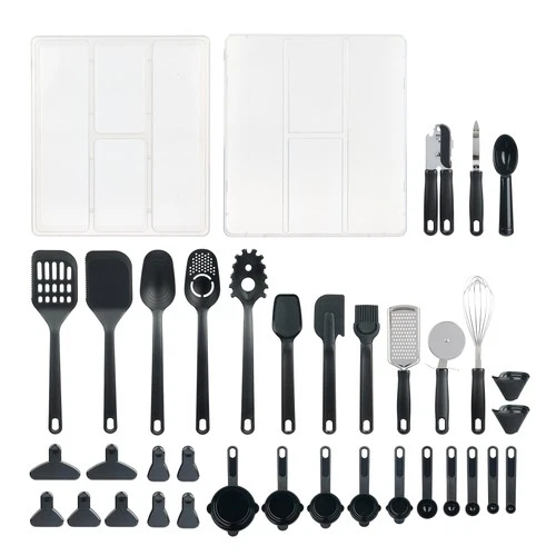 Mainstays 36 Piece Kitchen Gadget Set with Kitchen Cooking Utensils, Black