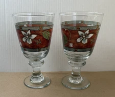 Pfaltzgraff Mission Flower 14 Oz Iced Tea Glasses Goblets (2)
