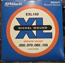 D'Addario EXL160 Nickel Wound Bass Guitar Strings, Medium, 50-105, Long Scale