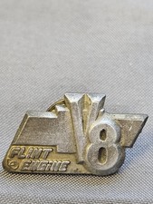 Vintage GM Flint Engine V8 Lapel Pin Badge Metal Silver Tone Auto Plant Michigan