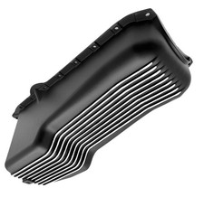 1980-85 Sb Chevy Oil Pan Aluminum Finned 80-85 Sbc 283-305-327-350 Hot Rod Black