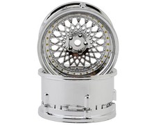 DS Racing Element Mesh Drift Wheels Tri Chrome w/Gold Rivets  2  DSC-DE-309 