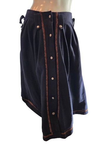 Sondre Norwegian Design Heavy Wool Skirt Viking  Norway Waist 26 Length 37 Navy