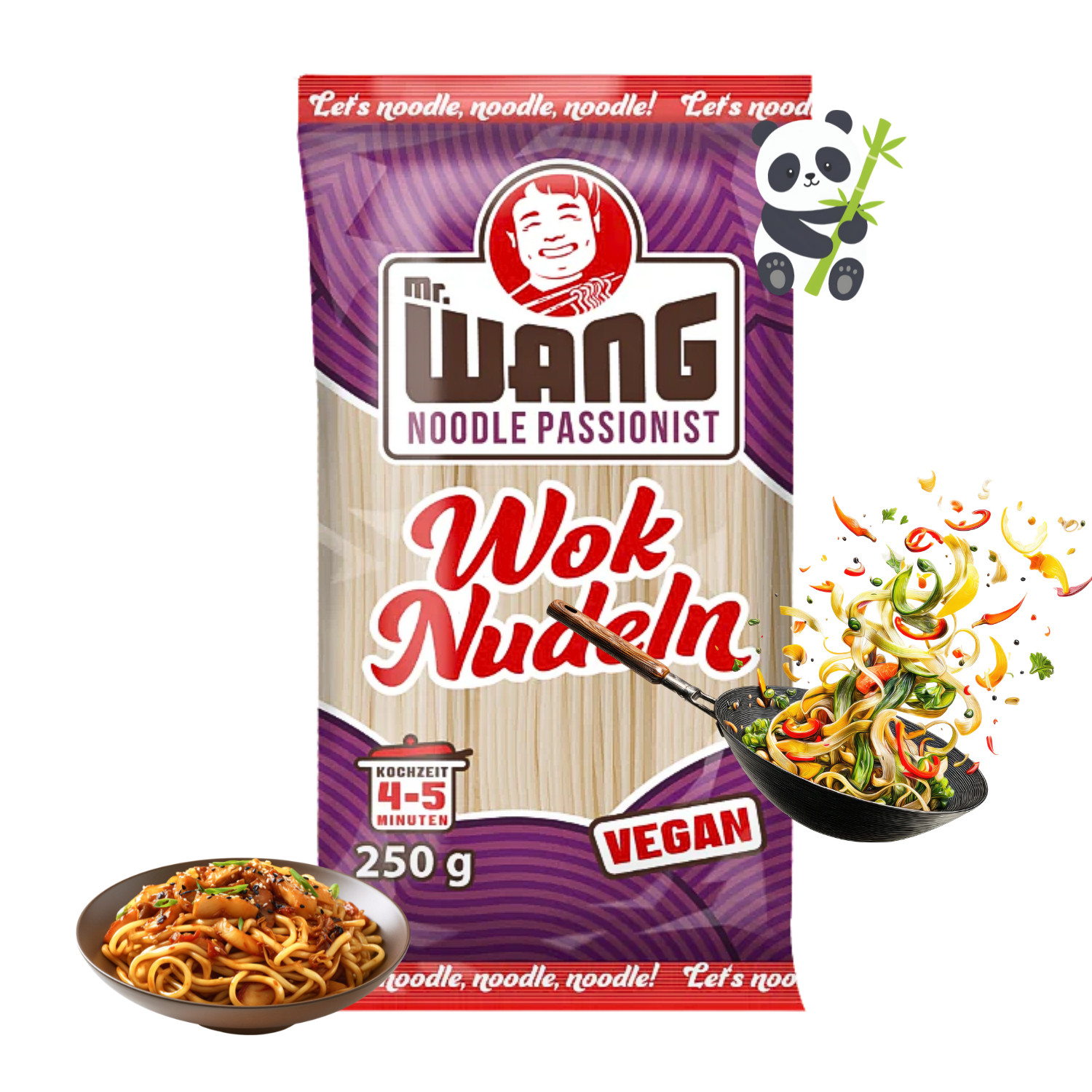 MR Wang Wok Nudeln 12 x 250g Vegan – Schnelle Zubereitung - asiatsiche Gerichte