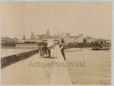 Mantua Italy merchant carriage on bridge antique albumen photo