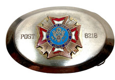 Vintage Oval Belt Buckle Post 8218 Veterans of Foreign Wars VFW Emblem