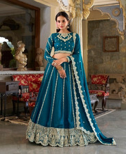 Teal Blue Lehenga choli Readymade Fully stitched lehenga wedding Bridal Lehenga