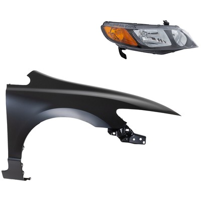 Headlight Kit For 2006-2008 Honda Civic Passenger Side Lens and Housing Halogen
