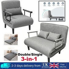 Double/Single Folding Fabric Sofa Bed Chair Sleep Lounge Sleeper Leisure Guest